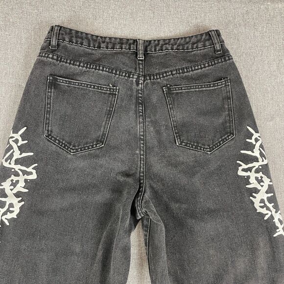 EZwear Jeans L Loose Relaxed High Waist Lightning Y2K Style Skater Goth Punk - Picture 4 of 12